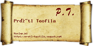 Prátl Teofila névjegykártya